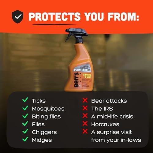 Ben's Clothing & Gear Insektenschutzspray – Lang anhaltender Schutz für Kleidung & Ausrüstung mit Permethrin, hält bis zu 6 Wochen, 710 ml