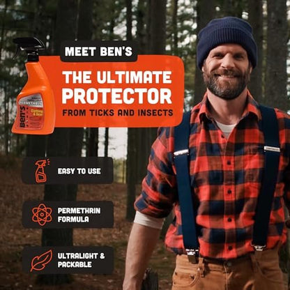 Ben's Clothing & Gear Insektenschutzspray – Lang anhaltender Schutz für Kleidung & Ausrüstung mit Permethrin, hält bis zu 6 Wochen, 710 ml