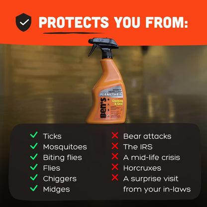 Ben's Clothing & Gear Insektenschutzspray – Lang anhaltender Schutz für Kleidung & Ausrüstung mit Permethrin, hält bis zu 6 Wochen, 710 ml