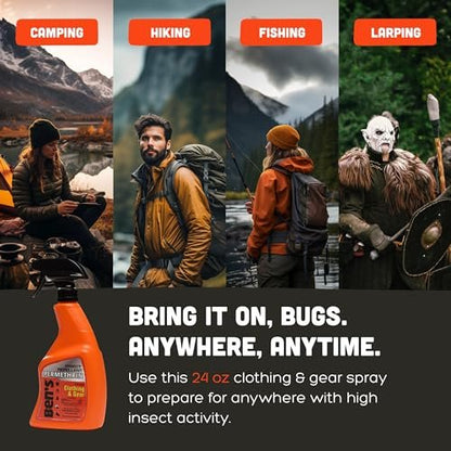 Ben's Clothing & Gear Insektenschutzspray – Lang anhaltender Schutz für Kleidung & Ausrüstung mit Permethrin, hält bis zu 6 Wochen, 710 ml