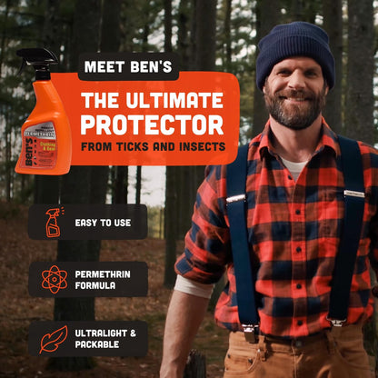 Ben's Clothing & Gear Insektenschutzspray – Lang anhaltender Schutz für Kleidung & Ausrüstung mit Permethrin, hält bis zu 6 Wochen, 710 ml