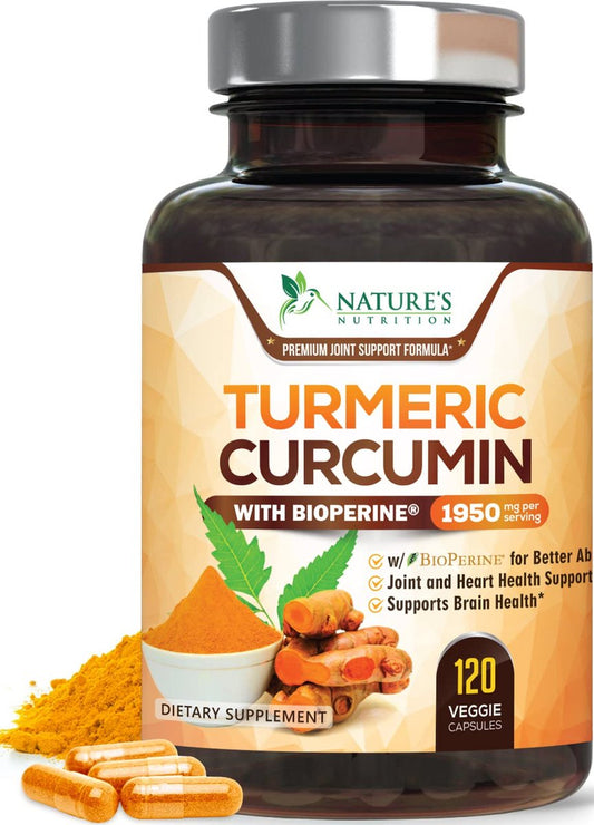 Turmeric Curcumin Komplex – 95% Curcuminoide mit Bio-Turmeric & BioPerine Schwarzer Pfeffer für beste Absorption – Tägliche Gelenk- & Immununterstützung, Vegan, Nicht-GVO, Abgefüllt in den USA – 120 Kapseln
