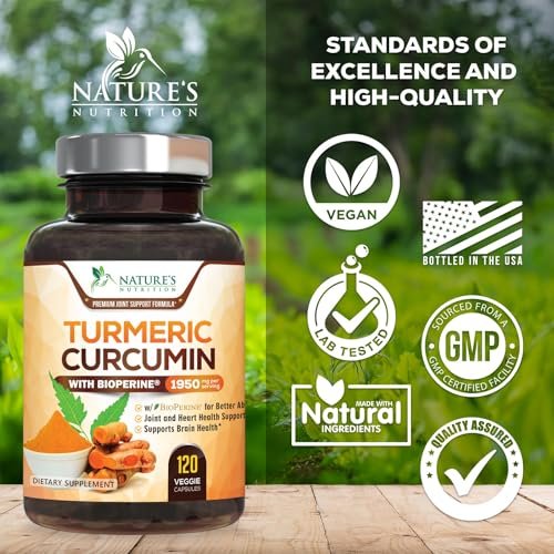 Turmeric Curcumin Komplex – 95% Curcuminoide mit Bio-Turmeric & BioPerine Schwarzer Pfeffer für beste Absorption – Tägliche Gelenk- & Immununterstützung, Vegan, Nicht-GVO, Abgefüllt in den USA – 120 Kapseln