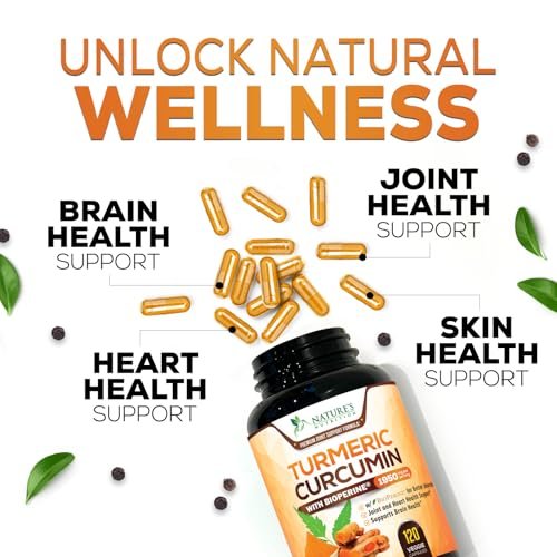 Turmeric Curcumin Komplex – 95% Curcuminoide mit Bio-Turmeric & BioPerine Schwarzer Pfeffer für beste Absorption – Tägliche Gelenk- & Immununterstützung, Vegan, Nicht-GVO, Abgefüllt in den USA – 120 Kapseln