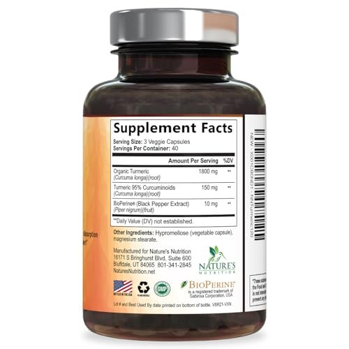 Turmeric Curcumin Komplex – 95% Curcuminoide mit Bio-Turmeric & BioPerine Schwarzer Pfeffer für beste Absorption – Tägliche Gelenk- & Immununterstützung, Vegan, Nicht-GVO, Abgefüllt in den USA – 120 Kapseln