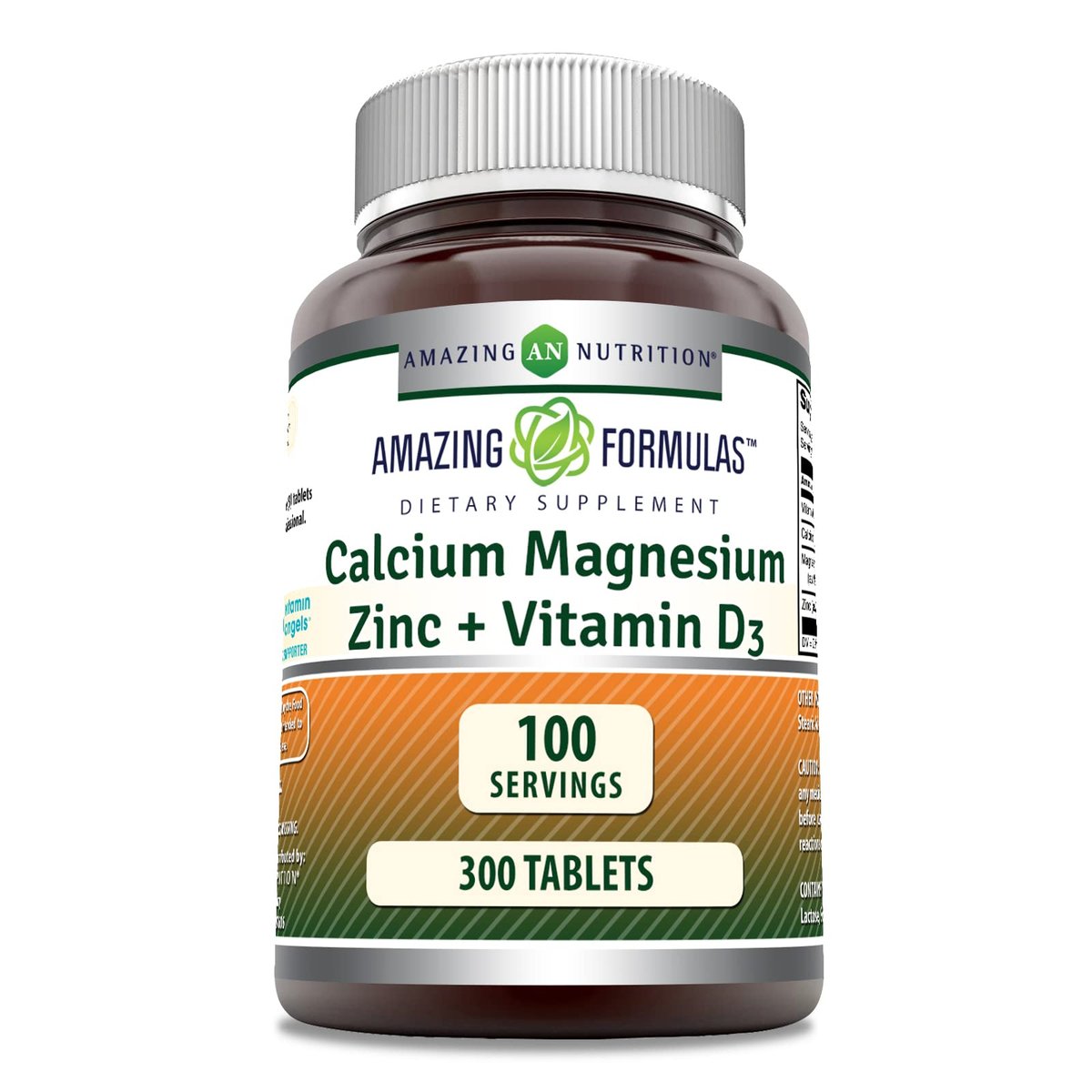 Amazing Formulas Calcium Magnesium Zink D3 - 300 Tabletten pro Flasche Nahrungsergänzungsmittel (Calcium 1000mg - Magnesium 400mg - Zink 25mg plus Vitamin D3 600 IE - pro Portion von 3 Tabletten)