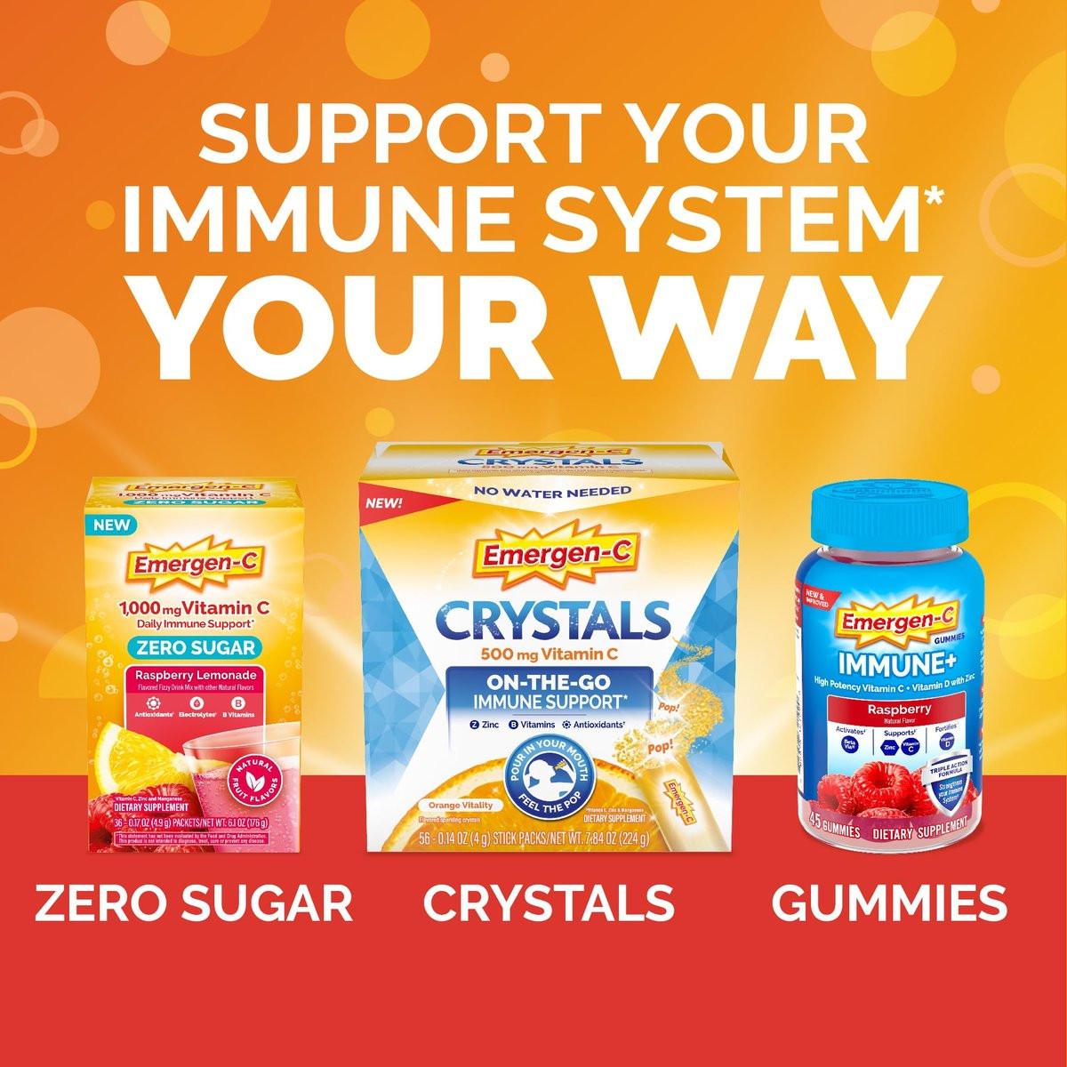 Emergen-C 750 mg Vitamin C Gummis für Erwachsene – Immun-Gummis mit B-Vitaminen, glutenfrei, Geschmacksrichtungen Orange, Mandarine und Himbeere – 45 Stück