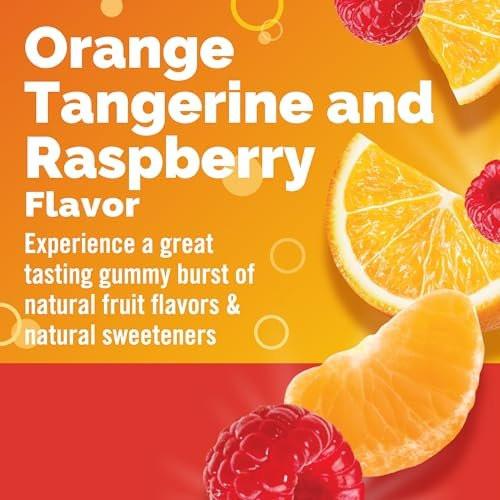 Emergen-C 750 mg Vitamin C Gummis für Erwachsene – Immun-Gummis mit B-Vitaminen, glutenfrei, Geschmacksrichtungen Orange, Mandarine und Himbeere – 45 Stück