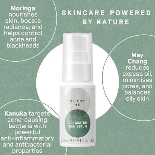 Balance Me Hautpflege-Serum für unreine Haut, natürliche Aknebehandlung, nicht austrocknendes Spot-Serum & Pickelcreme für fettige, Mischhaut & empfindliche Haut (1 x 15 ml)