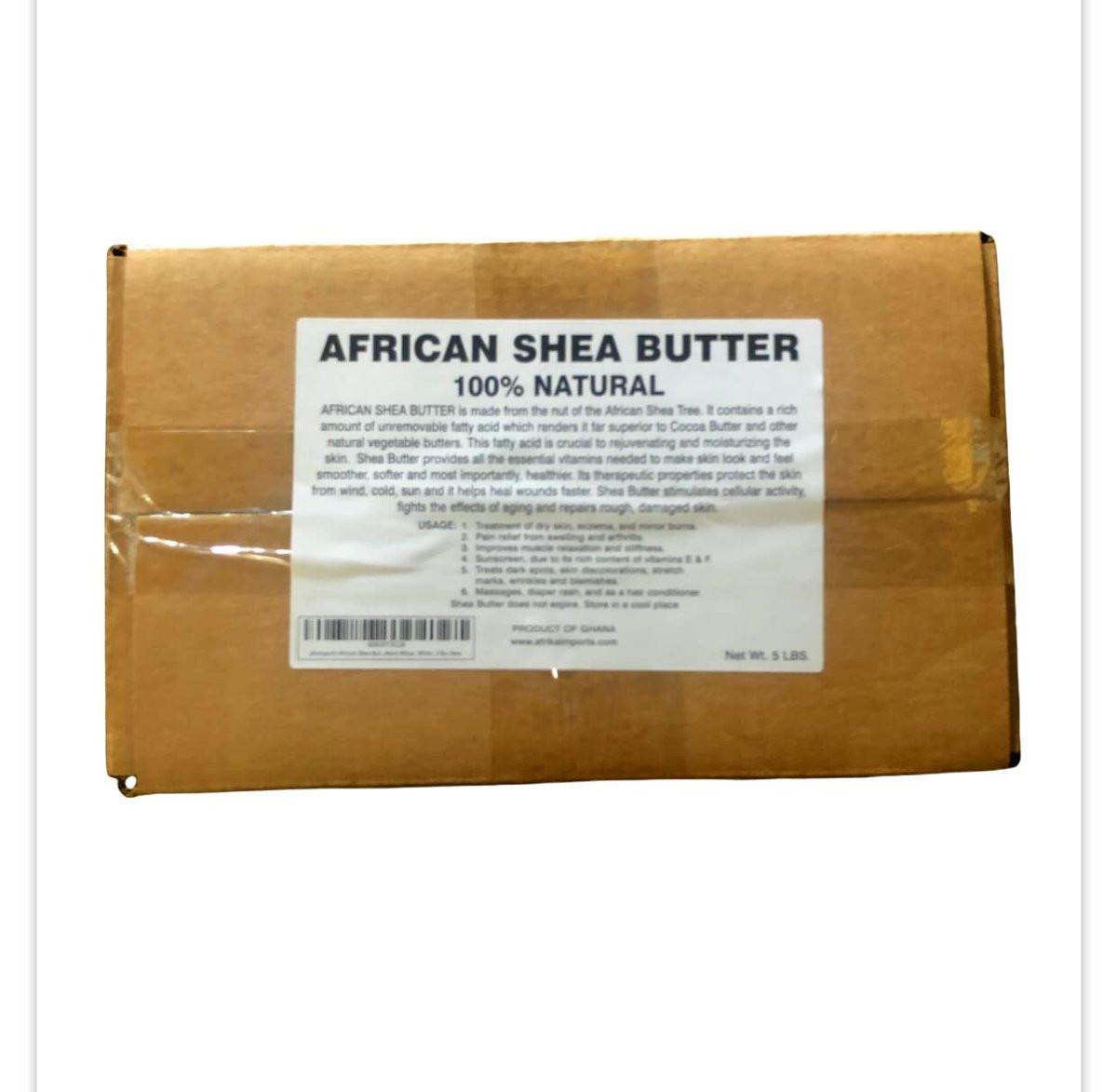 afrimports Afrikanische Sheabutter, 100% natürlich aus Westafrika, Weiß, 5 Pfund (ca. 2,27 kg)