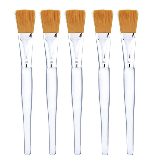 Mudder 5-teiliges Gesichtsmasken-Pinsel-Set mit klarem Kunststoffgriff und Nylonborsten (Silber mit gelbem Pinsel)