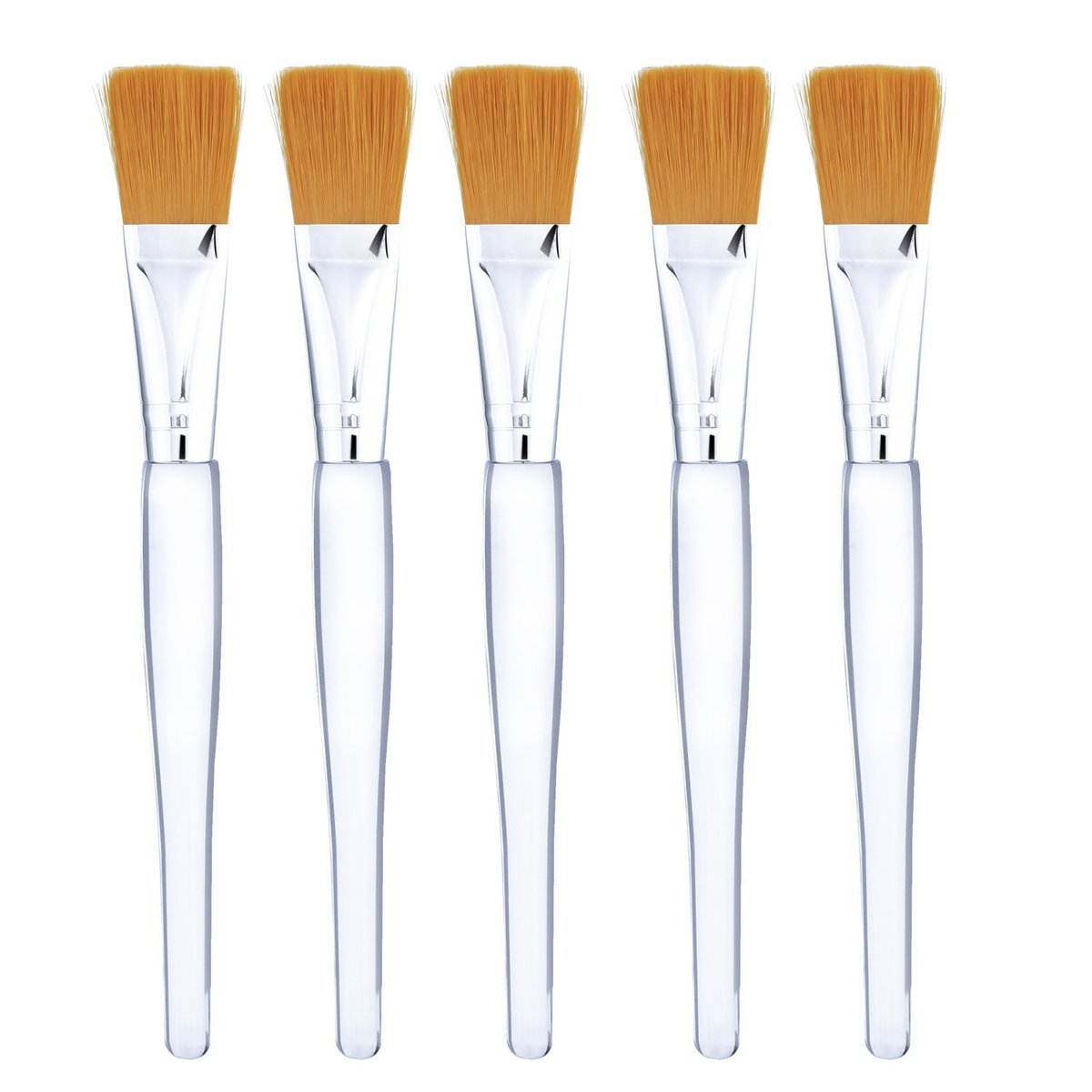 Mudder 5-teiliges Gesichtsmasken-Pinsel-Set mit klarem Kunststoffgriff und Nylonborsten (Silber mit gelbem Pinsel)