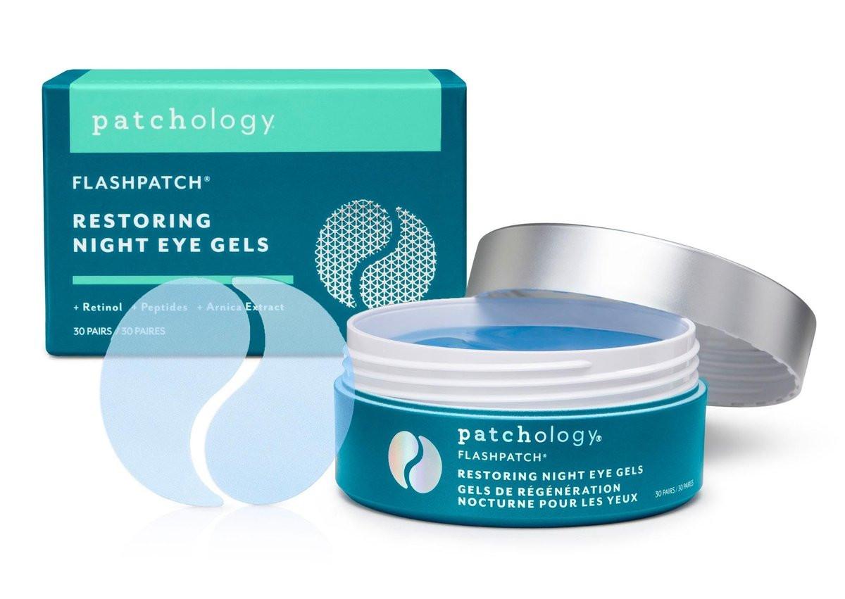 Patchology FlashPatch Restoring Night Eye Gel Patches mit Retinol, Squalan & Peptiden – Hydrogel Augenmasken für feine Linien, dunkle Augenringe & Schwellungen – Nachtpflege (30 Paare)