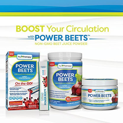 Nu-Therapy Power Beets – Superkonzentriertes Rote-Bete-Superfood – Nahrungsergänzungsmittel – Leckerer Acai-Beeren-Granatapfel-Geschmack – Nicht-GMO Rote-Bete-Saftpulver – 30 Portionen, 5,8 Unzen (1er-Pack)