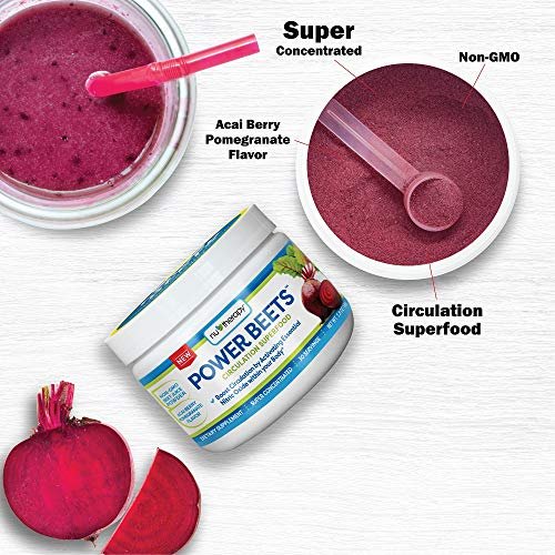 Nu-Therapy Power Beets – Superkonzentriertes Rote-Bete-Superfood – Nahrungsergänzungsmittel – Leckerer Acai-Beeren-Granatapfel-Geschmack – Nicht-GMO Rote-Bete-Saftpulver – 30 Portionen, 5,8 Unzen (1er-Pack)