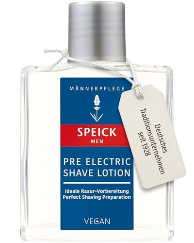 Speick Men Pre Electric Shave Lotion mit Lavendelöl und ätherischen Ölen, vegane natürliche Hautpflege, 100 ml