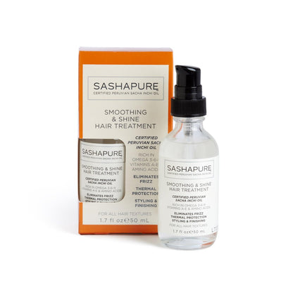 SASHAPURE Glättende & Glanz-Haarkur mit Sacha-Inchi-Öl – Beseitigt Frizz, Hitzeschutz, Styling & Finish, 50 ml