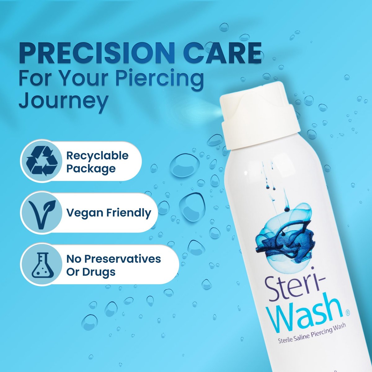 STERI - WASH Aftercare Piercing Spray 237 ml – Pflege für Piercings, Tattoos & mehr