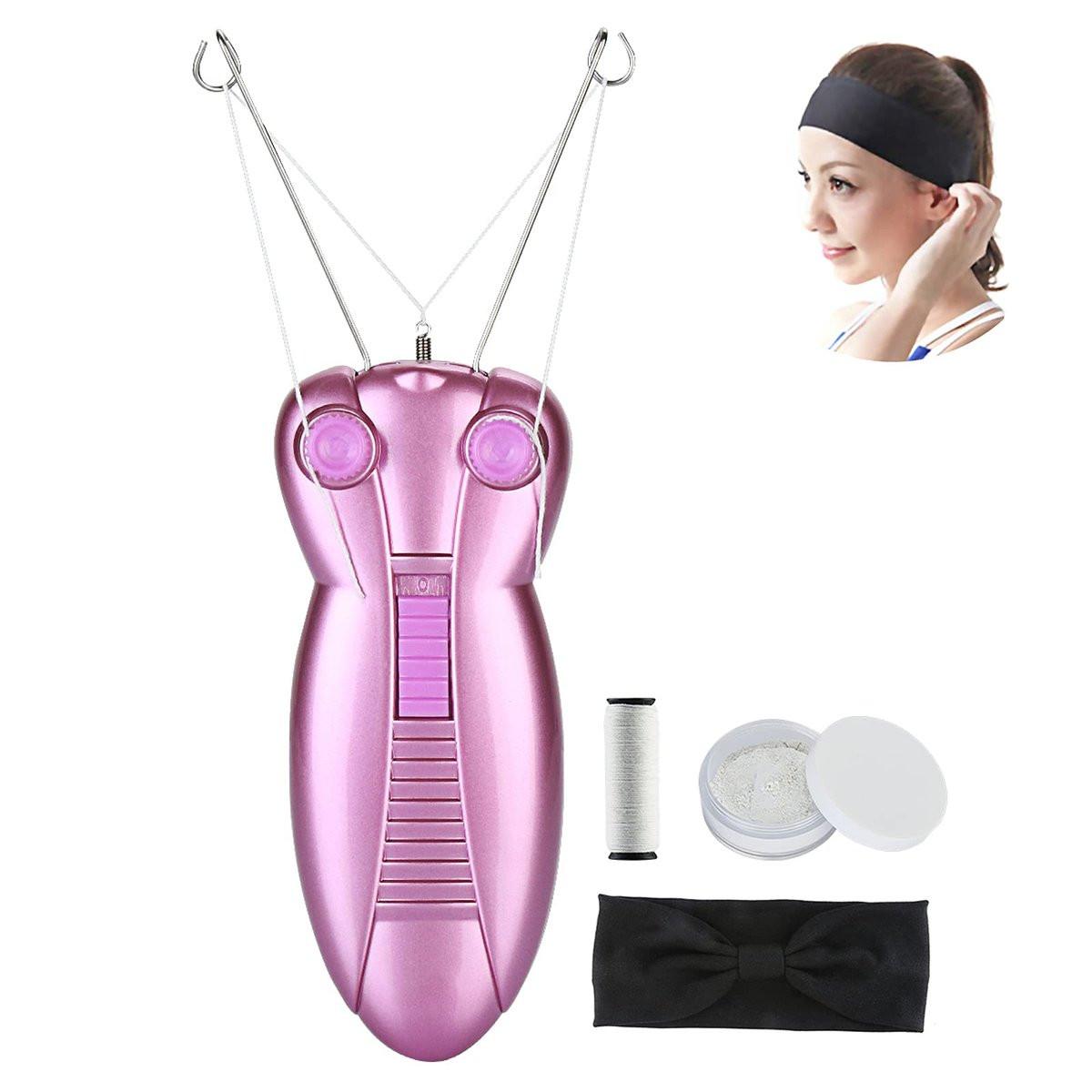 WAYCOM Damen Gesichtshaarentferner Elektrisch - Epilierer für Damen zur sanften Enthaarung im Gesicht - Fadentechnik - Gesichtsmassagegerät - Lila