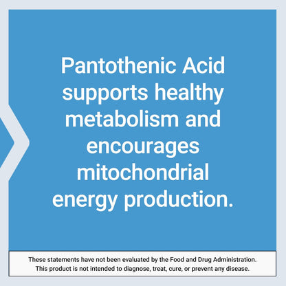 Life Extension Pantothensäure 500 mg – Vitamin B5 für gesunden Stoffwechsel & mitochondriale Energieproduktion, glutenfrei, nicht-GVO, vegetarisch, 100 Kapseln