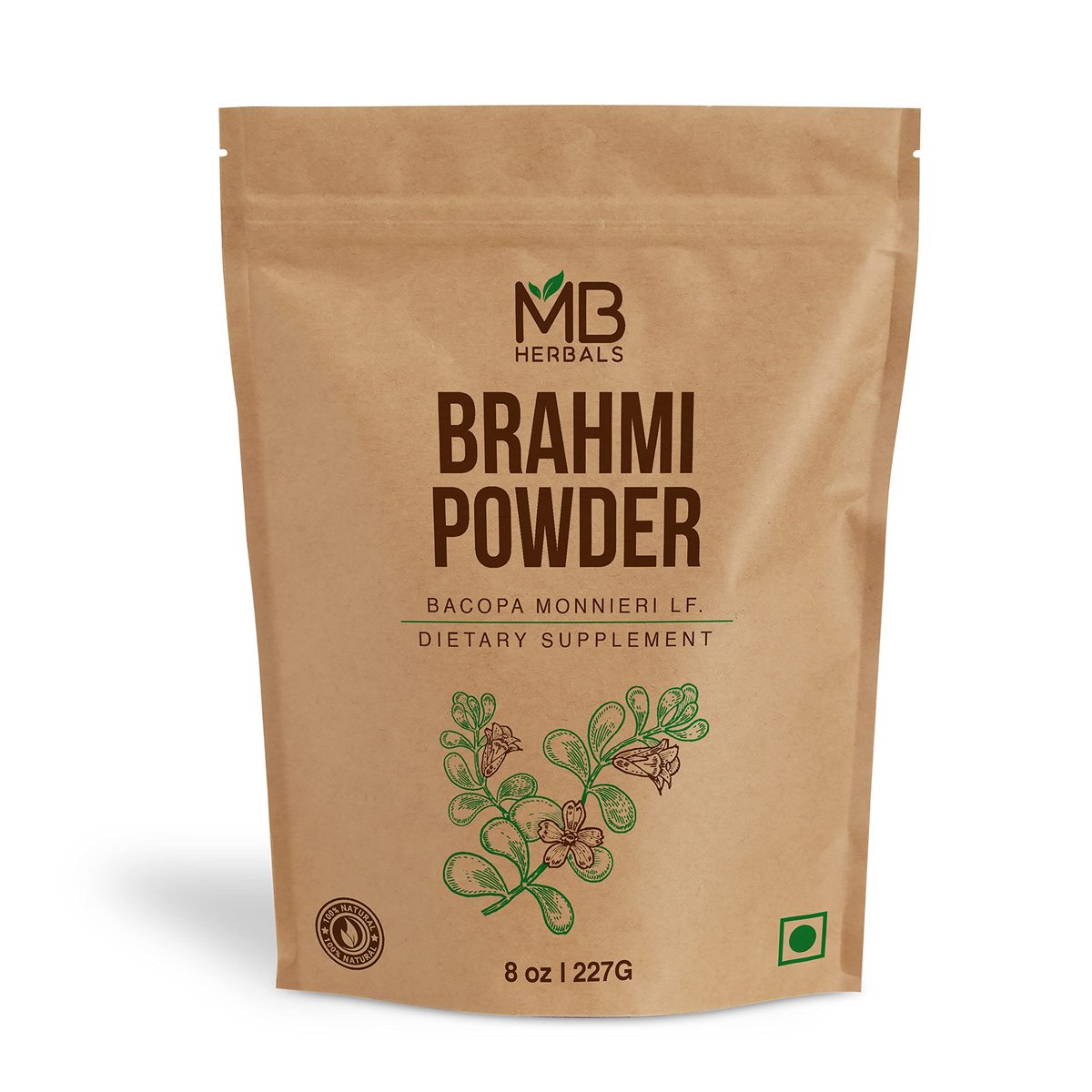 MB Herbals Reines Brahmi-Pulver 227 g (8 oz) | Bacopa-Pulver für Haarpflege
