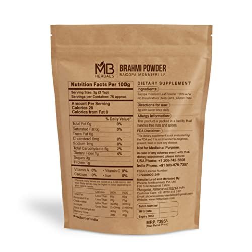MB Herbals Reines Brahmi-Pulver 227 g (8 oz) | Bacopa-Pulver für Haarpflege