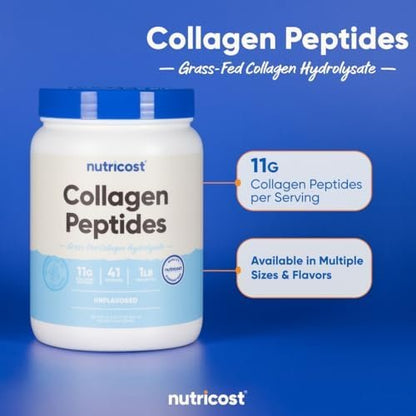 Nutricost Kollagenpeptide Pulver 1LB (454 G) - Weidegefüttertes Rinderkollagen-Hydrolysat (ungeschmackt)