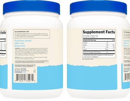 Nutricost Kollagenpeptide Pulver 1LB (454 G) - Weidegefüttertes Rinderkollagen-Hydrolysat (ungeschmackt)