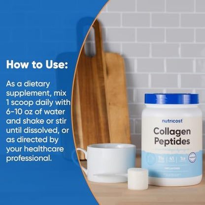 Nutricost Kollagenpeptide Pulver 1LB (454 G) - Weidegefüttertes Rinderkollagen-Hydrolysat (ungeschmackt)