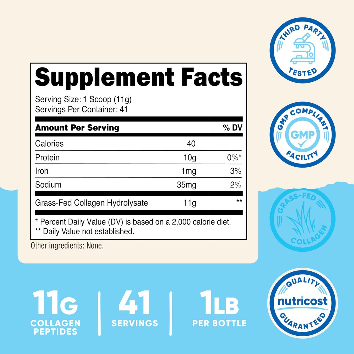 Nutricost Kollagenpeptide Pulver 1LB (454 G) - Weidegefüttertes Rinderkollagen-Hydrolysat (ungeschmackt)