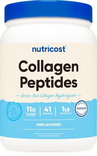 Nutricost Kollagenpeptide Pulver 1LB (454 G) - Weidegefüttertes Rinderkollagen-Hydrolysat (ungeschmackt)