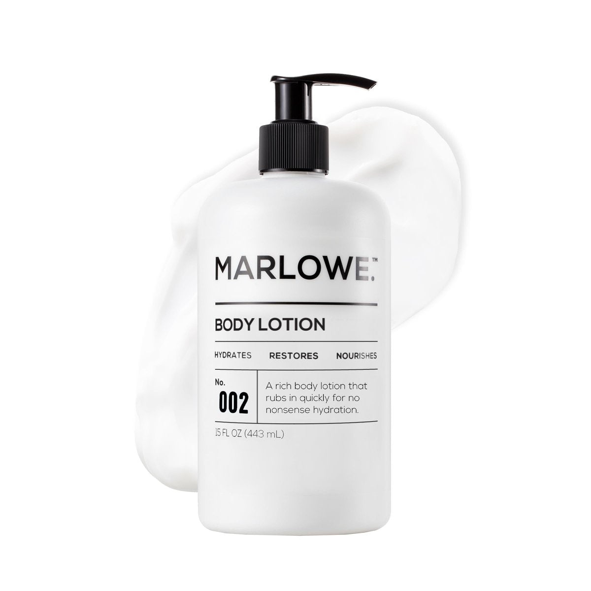 MARLOWE. Body Lotion für Männer, 15 oz Pumpe, Feuchtigkeitsspendende & Pflegende Tägliche Feuchtigkeitscreme für Trockene Haut, Nicht Fettend, Reine Vegane Formel mit Aloe Vera & Aminosäuren, Original Frischer Salbei & Tannenduft