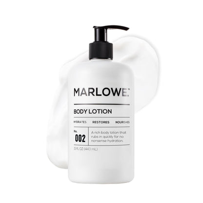 MARLOWE. Body Lotion für Männer, 15 oz Pumpe, Feuchtigkeitsspendende & Pflegende Tägliche Feuchtigkeitscreme für Trockene Haut, Nicht Fettend, Reine Vegane Formel mit Aloe Vera & Aminosäuren, Original Frischer Salbei & Tannenduft