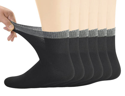 Yomandamor Herren Diabetiker Knöchelsocken mit nahtloser Zehe und nicht einschnürendem Bund, 6 Paar, Größe L (10-13)