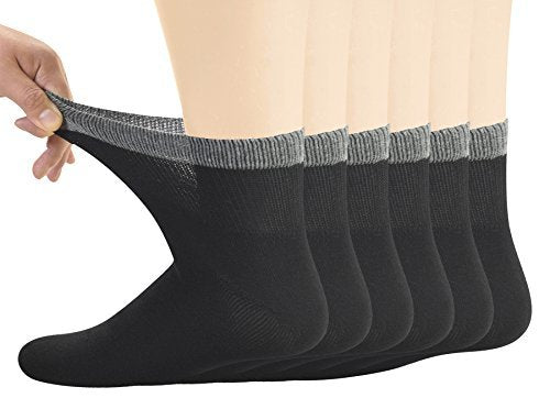 Yomandamor Herren Diabetiker Knöchelsocken mit nahtloser Zehe und nicht einschnürendem Bund, 6 Paar, Größe L (10-13)