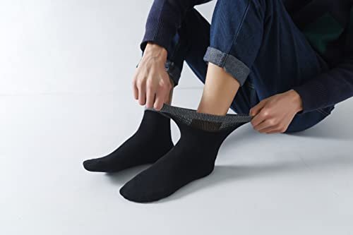 Yomandamor Herren Diabetiker Knöchelsocken mit nahtloser Zehe und nicht einschnürendem Bund, 6 Paar, Größe L (10-13)