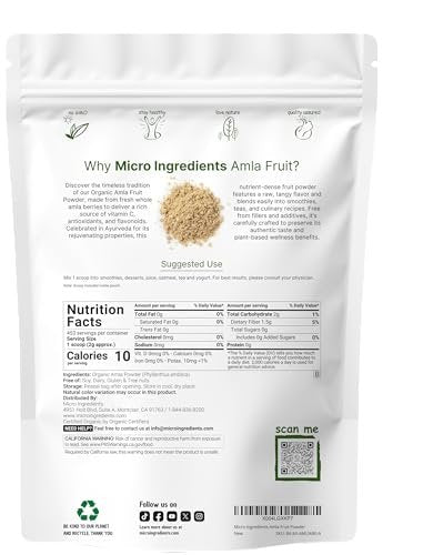 Micro Ingredients Bio Amla-Pulver (Amalaki) | 907g, Indische Stachelbeere | Reich an Vitamin C, Antioxidantien, Unterstützt Immun-, Verdauungs- & Hautgesundheit, Nicht-GVO, Vegan & Keto-freundlich