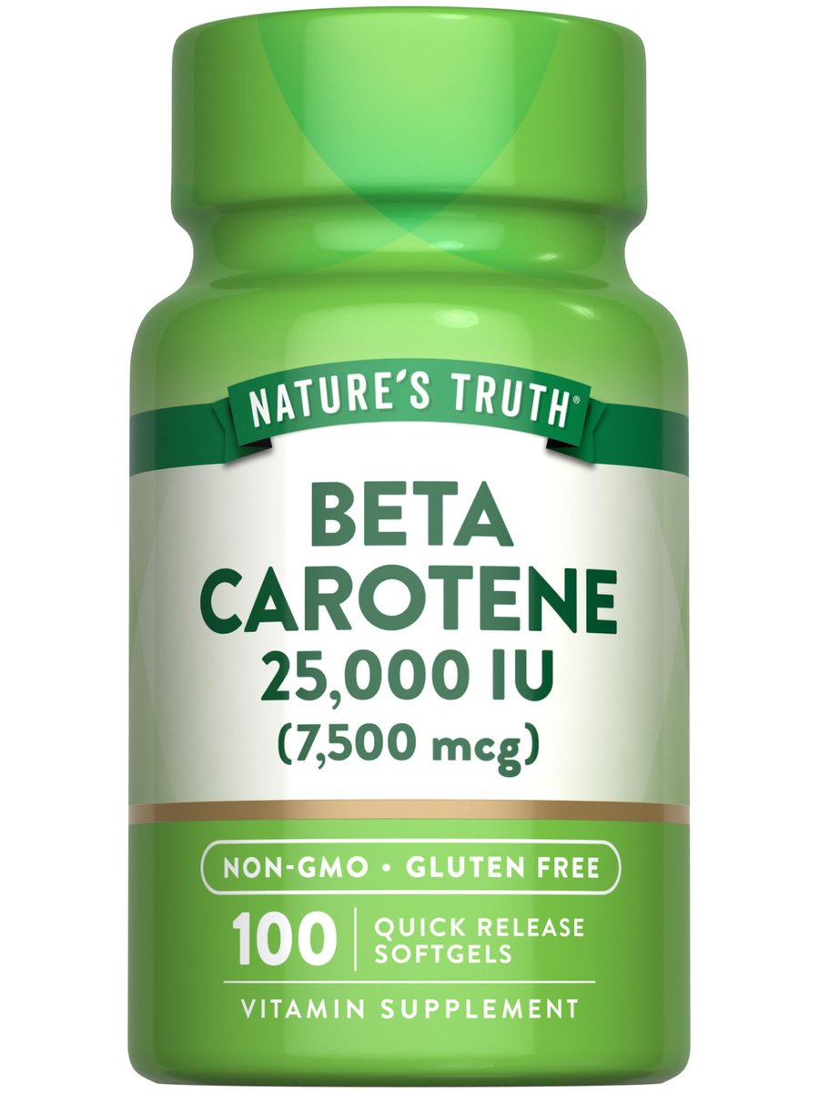 Nature's Truth Beta-Carotin 25.000 IE Weichkapseln – 100 Stück | Vitamin-A-Präparat | Nicht-GVO und Glutenfrei