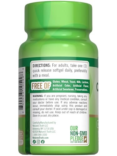 Nature's Truth Beta-Carotin 25.000 IE Weichkapseln – 100 Stück | Vitamin-A-Präparat | Nicht-GVO und Glutenfrei