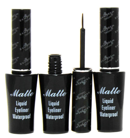 Italia Deluxe Matte Liquid Eyeliner Waterproof (3er-Pack) – Schwarzer, wasserfester Flüssig-Eyeliner für präzise Linien