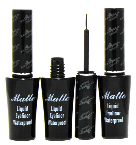 Italia Deluxe Matte Liquid Eyeliner Waterproof (3er-Pack) – Schwarzer, wasserfester Flüssig-Eyeliner für präzise Linien