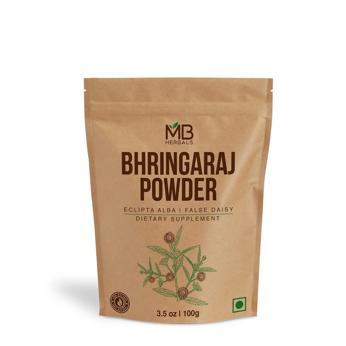MB Herbals Reines Bhringraj Pulver 100 g | Reines Bhringaraj Eclipta Alba Pulver | Haarpflege