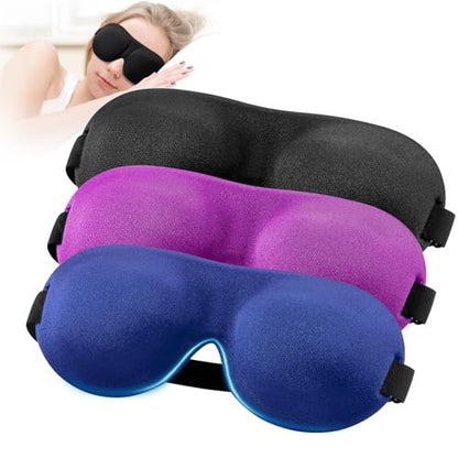YIVIEW Schlafmaske für Rücken- und Seitenschläfer, 3er-Pack, 100% Lichtblockierende 3D Augenmaske, Leicht & Atmungsaktiv, Null Druck