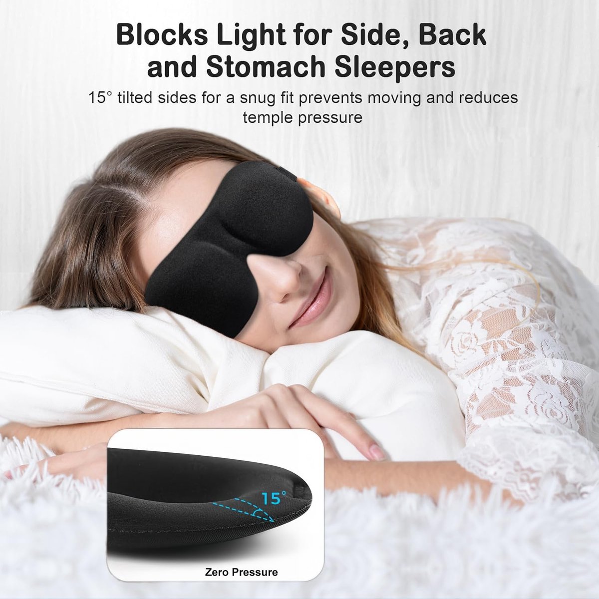 YIVIEW Schlafmaske für Rücken- und Seitenschläfer, 3er-Pack, 100% Lichtblockierende 3D Augenmaske, Atmungsaktiv und Leicht, Null Druck