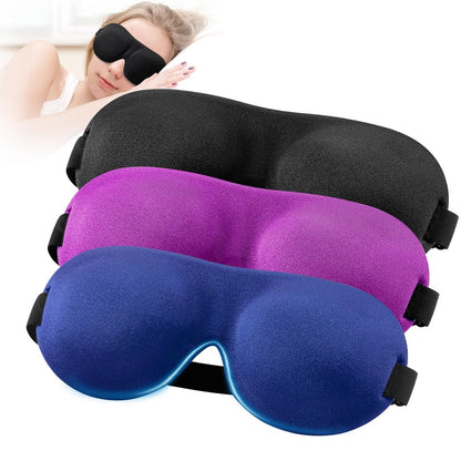 YIVIEW Schlafmaske für Rücken- und Seitenschläfer, 3er-Pack, 100% Lichtblockierende 3D Augenmaske, Leicht & Atmungsaktiv, Null Druck