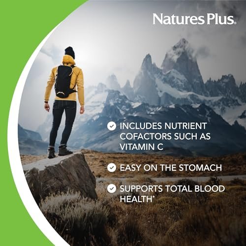 NaturesPlus Hema-Plex Eisen 85 mg – 60 Kirsch-Bonbons – mit Vitamin C & Bioflavonoiden – Vegan & Glutenfrei – 20 Portionen