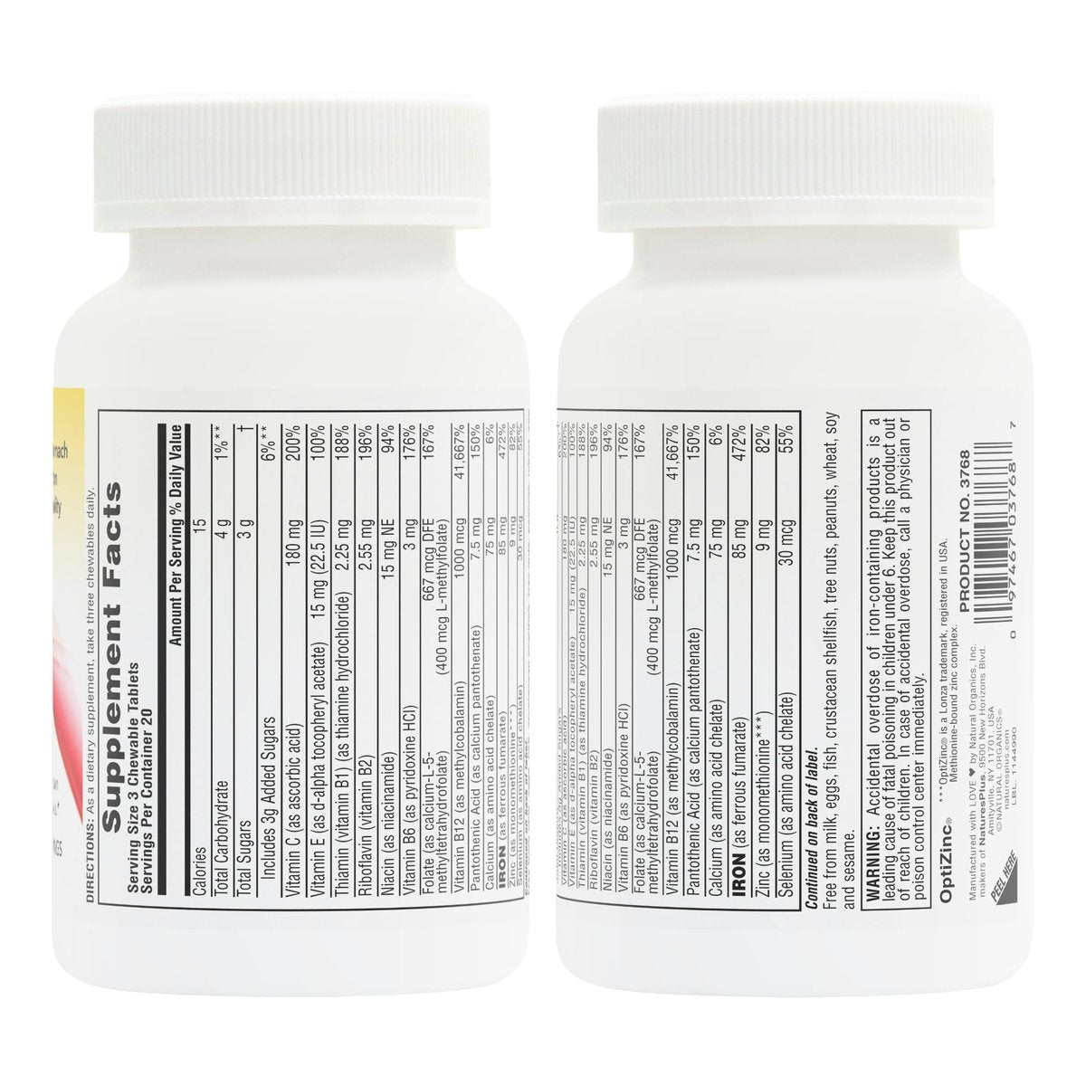 NaturesPlus Hema-Plex Eisen 85 mg – 60 Kirsch-Bonbons – mit Vitamin C & Bioflavonoiden – Vegan & Glutenfrei – 20 Portionen