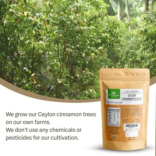 Ceylon Flavors Bio Ceylon Zimt Pulver, Premium Special Grade, Nicht GVO, Geerntet von einer USDA-zertifizierten Bio-Farm in Sri Lanka (100 g)