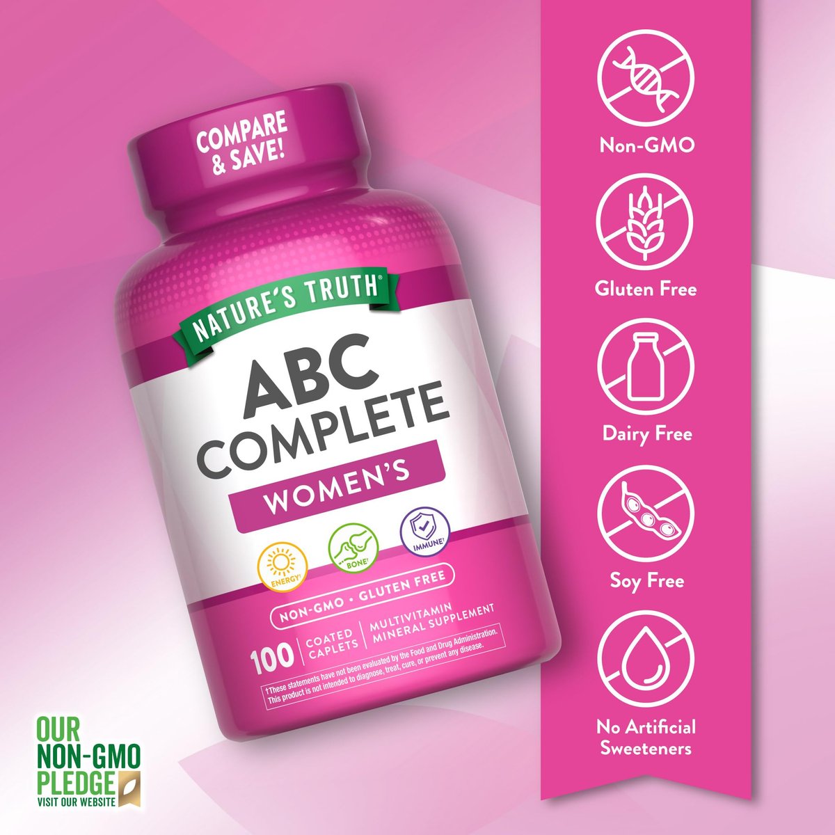 Nature's Truth Multivitamin für Frauen mit Eisen | 100 Tabletten | Non-GMO & Glutenfrei | ABC-Komplett