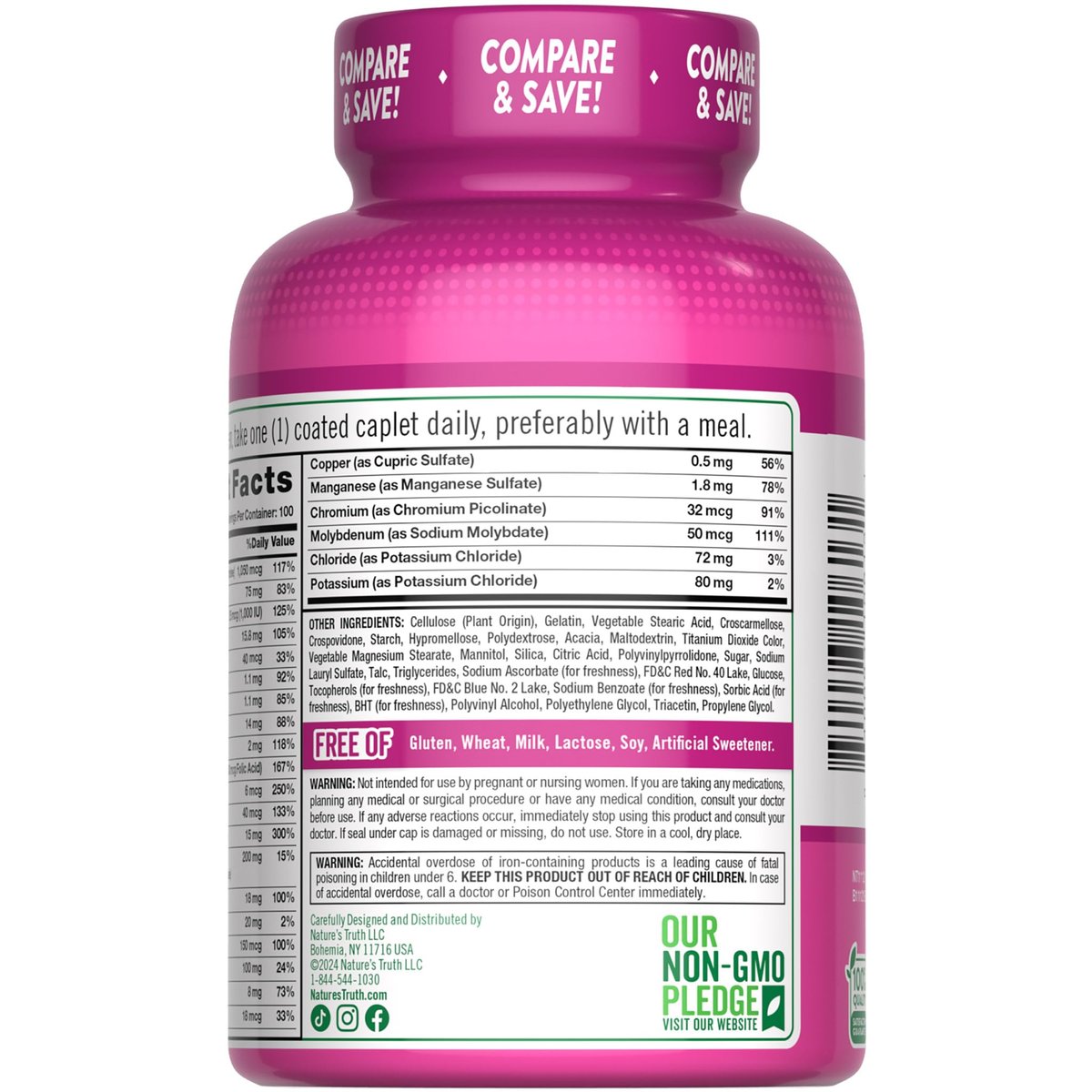 Nature's Truth Multivitamin für Frauen mit Eisen | 100 Tabletten | Non-GMO & Glutenfrei | ABC-Komplett